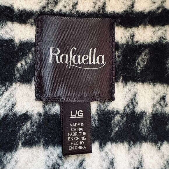 Rafaella Car Coat Black White Brushed Plaid Faux Leather Detail Outerwear Large - Picture 3 of 12